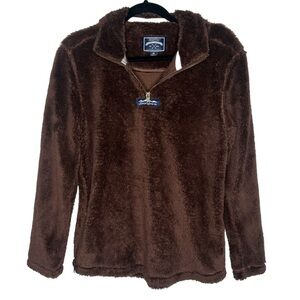 Lauren James Co. Linden Preptec Sherpa Pullover in Chocolate Brown Size XS